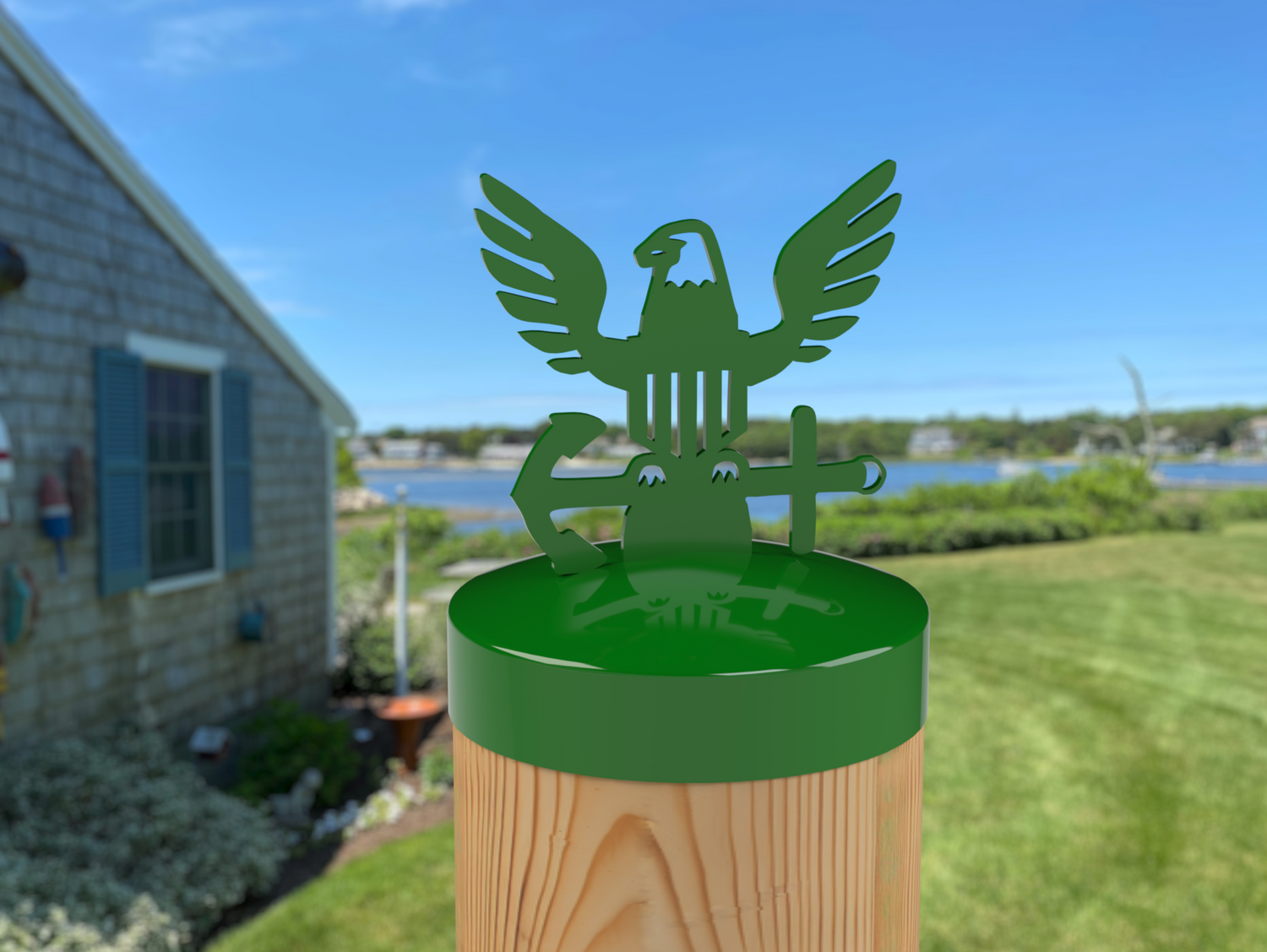 Navy Logo, Round Post Cap (4x4 Round Post Size) - Madison Iron and Wood