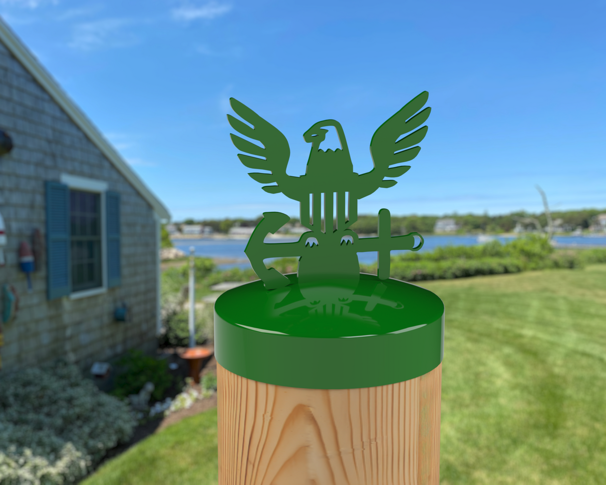 Navy Logo, Round Post Cap (4x4 Round Post Size) - Madison Iron and Wood