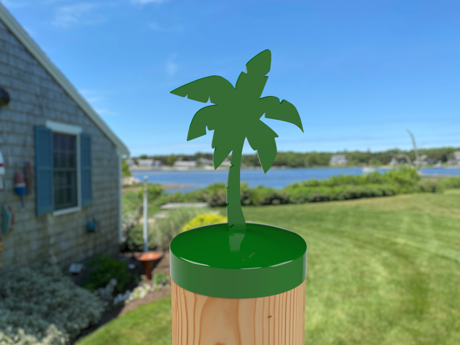 Palm Tree, Round Post Cap (4x4 Round Post Size) - Madison Iron and Wood