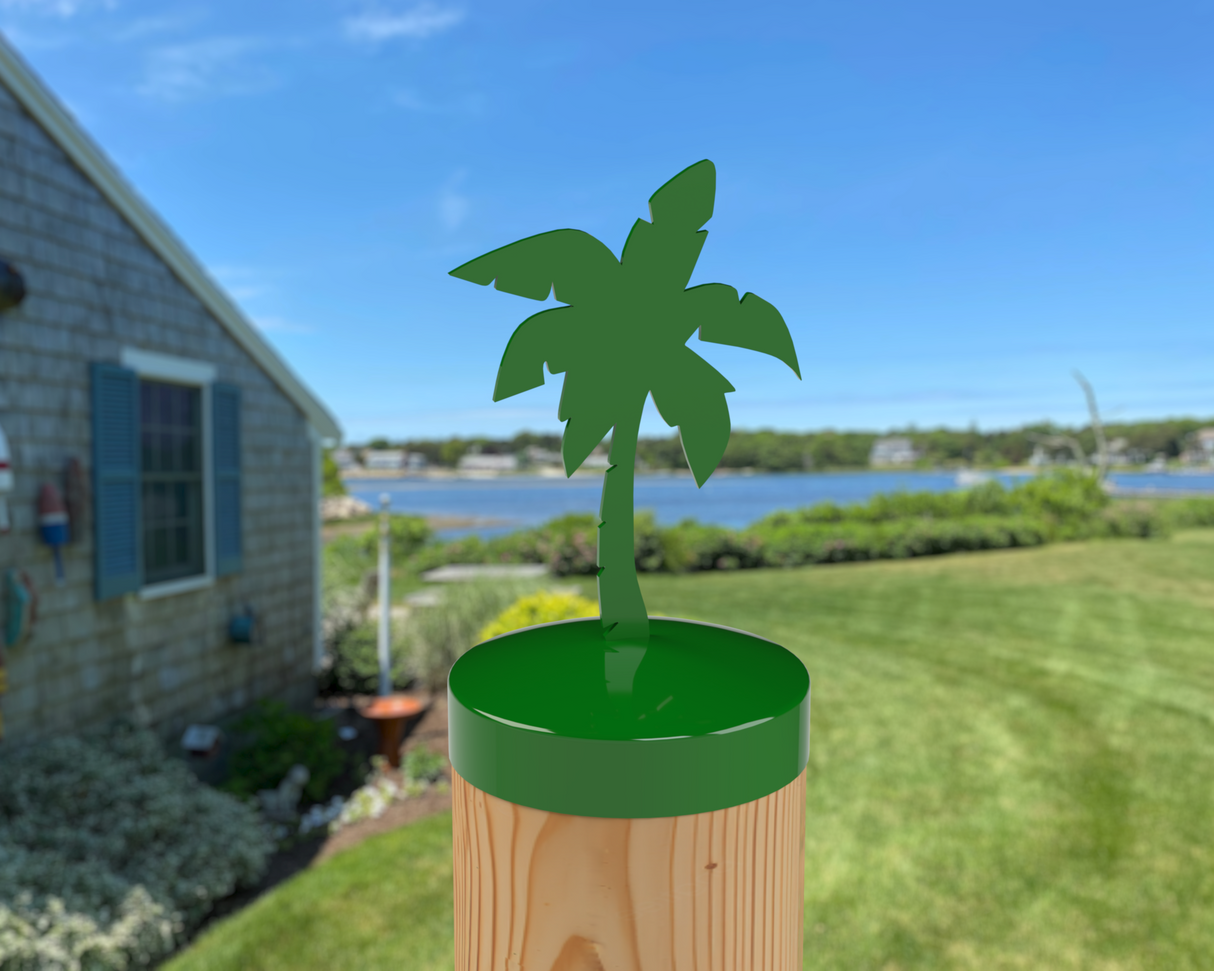 Palm Tree, Round Post Cap (4x4 Round Post Size) - Madison Iron and Wood