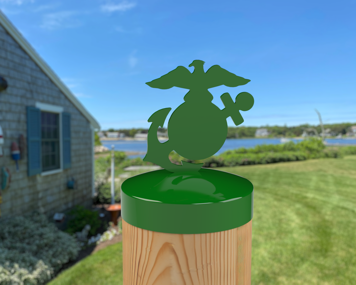 Marines Logo, Round Post Cap (4x4 Round Post Size) - Madison Iron and Wood