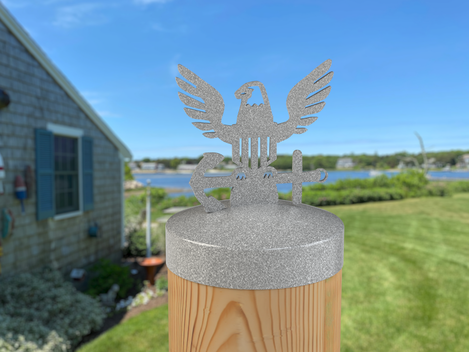 Navy Logo, Round Post Cap (4x4 Round Post Size) - Madison Iron and Wood
