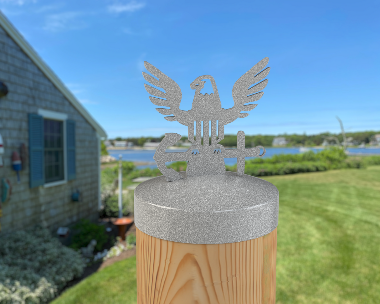 Navy Logo, Round Post Cap (4x4 Round Post Size) - Madison Iron and Wood