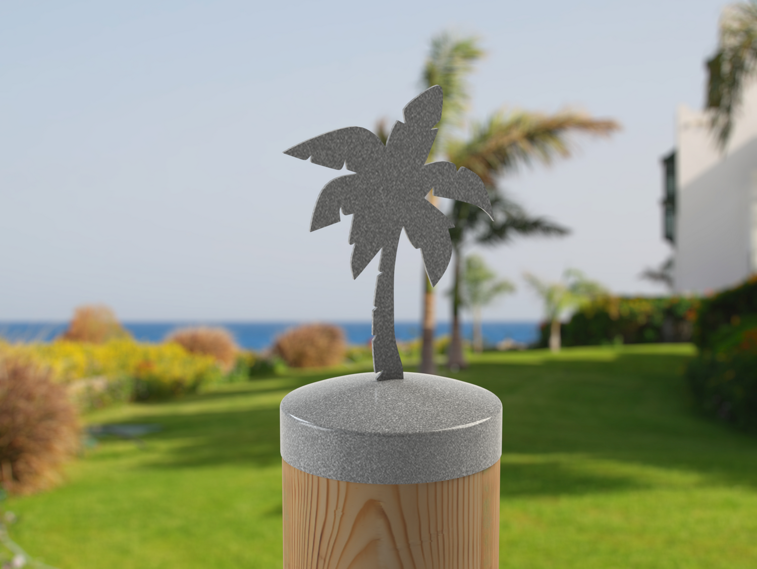 Palm Tree, Round Post Cap (4x4 Round Post Size) - Madison Iron and Wood