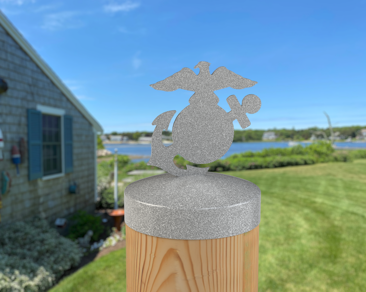 Marines Logo, Round Post Cap (4x4 Round Post Size) - Madison Iron and Wood