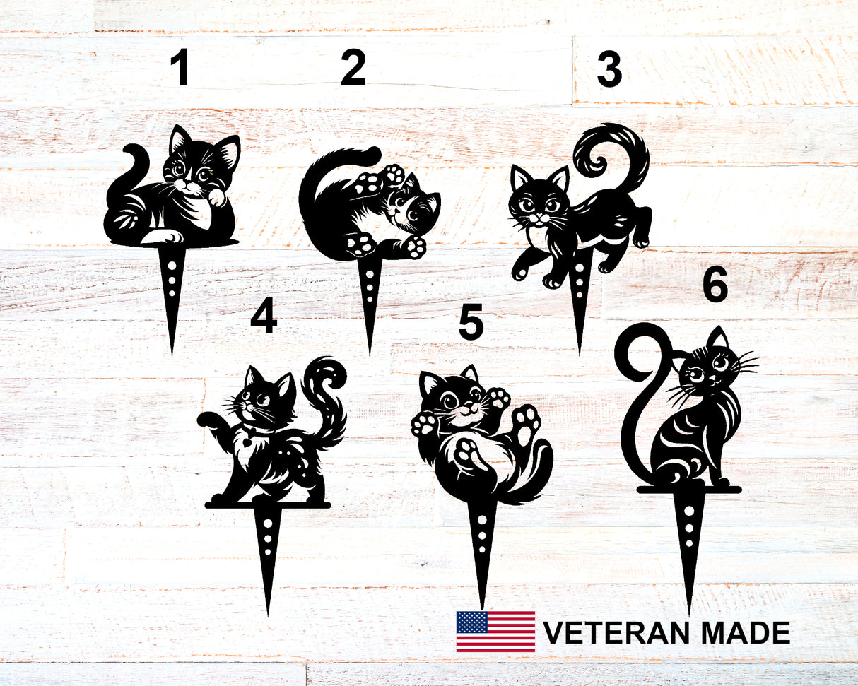 Cute Kitten Yard Stakes - Madison Iron and Wood