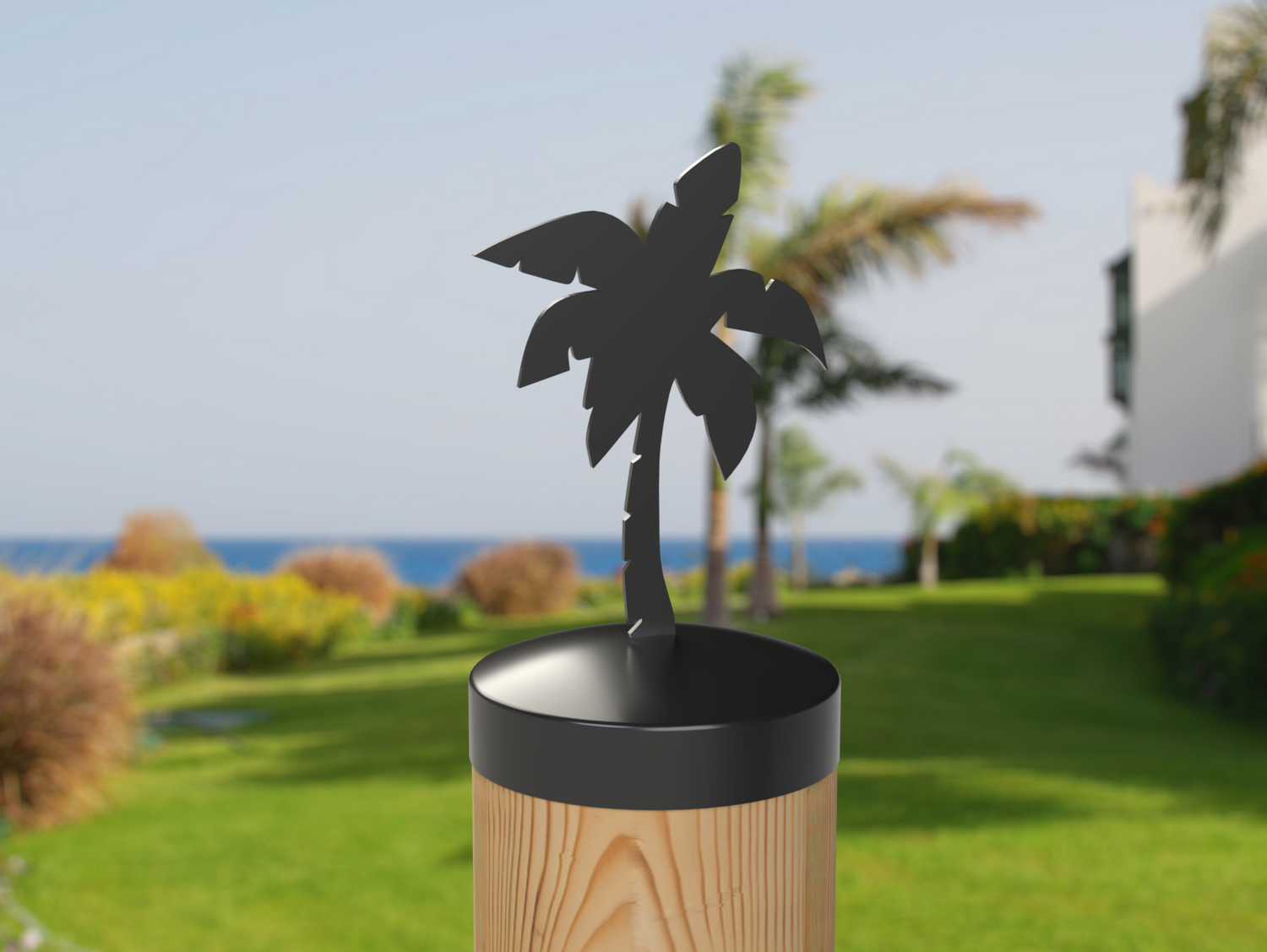 Palm Tree, Round Post Cap (4x4 Round Post Size) - Madison Iron and Wood