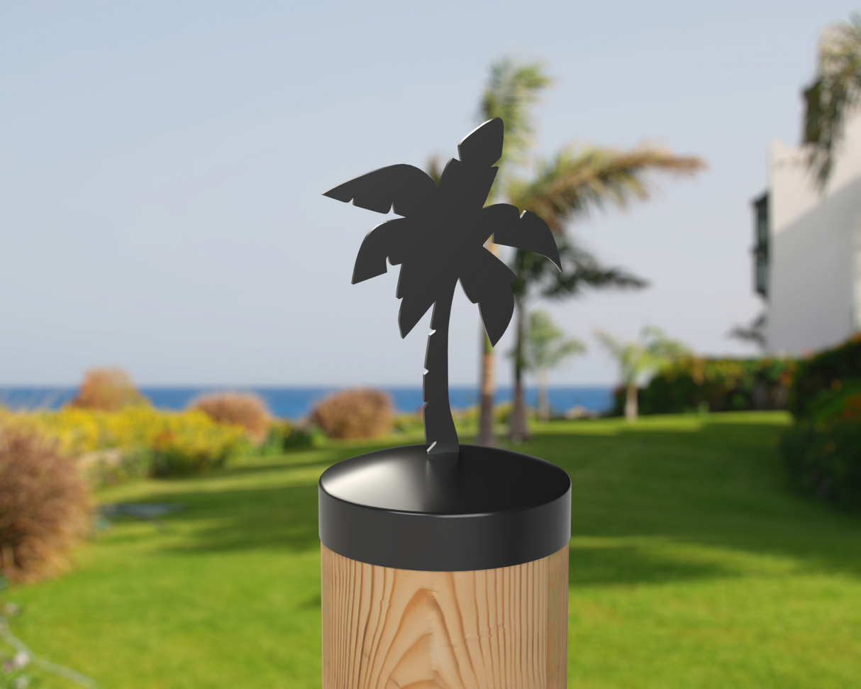 Palm Tree, Round Post Cap (4x4 Round Post Size) - Madison Iron and Wood