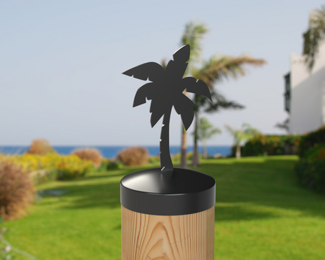 Palm Tree, Round Post Cap (4x4 Round Post Size) - Madison Iron and Wood