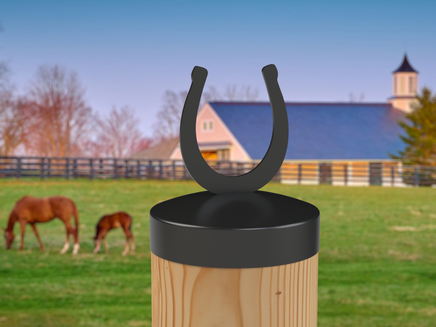 Horseshoe, Round Post Cap (4x4 Round Post Size) - Madison Iron and Wood