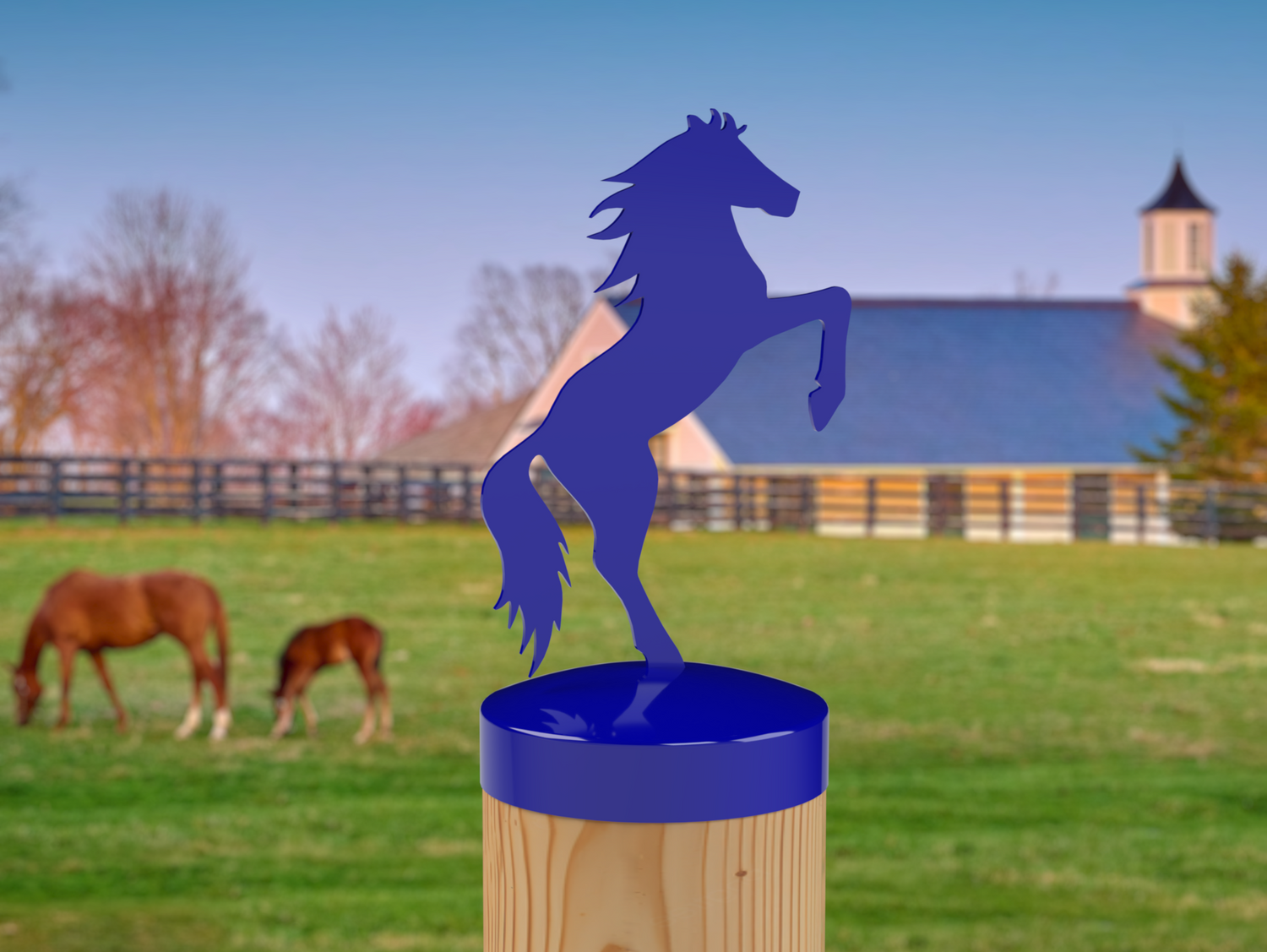 Horse Rearing, Round Post Cap (4x4 Round Post Size) - Madison Iron and Wood