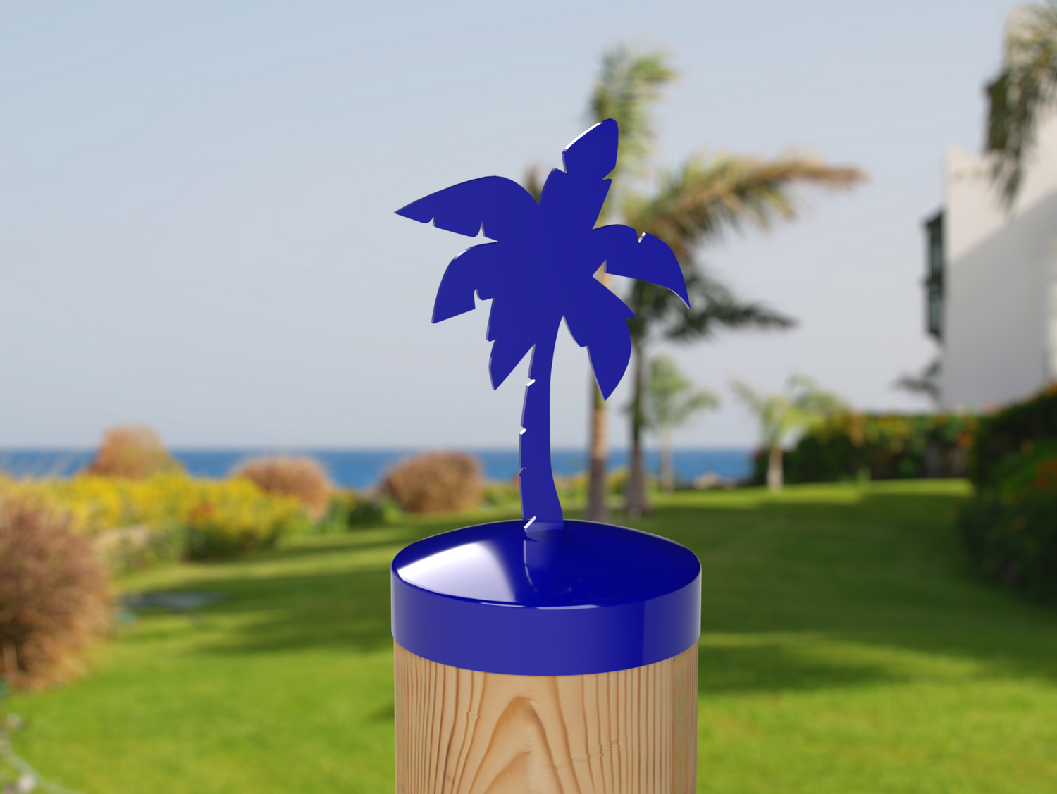 Palm Tree, Round Post Cap (4x4 Round Post Size) - Madison Iron and Wood