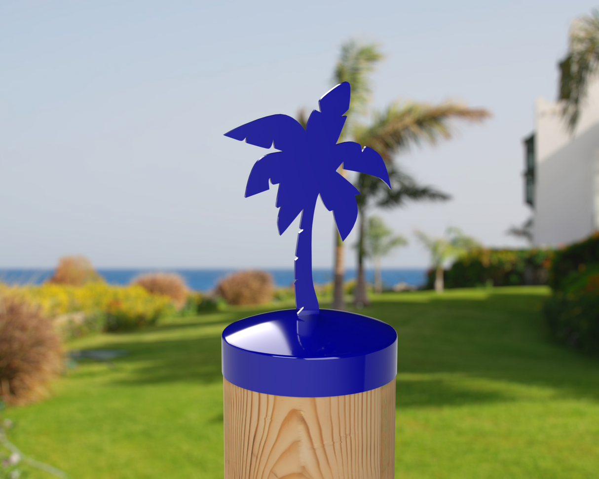 Palm Tree, Round Post Cap (4x4 Round Post Size) - Madison Iron and Wood