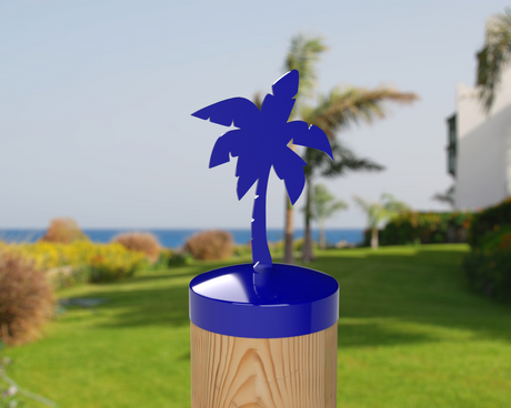 Palm Tree, Round Post Cap (4x4 Round Post Size) - Madison Iron and Wood