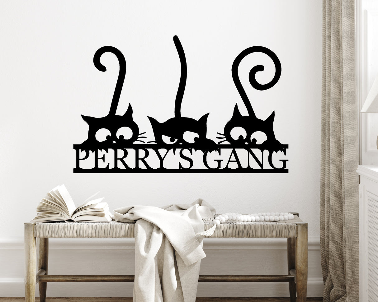 Curious Cats Personalized Metal Sign - Madison Iron and Wood