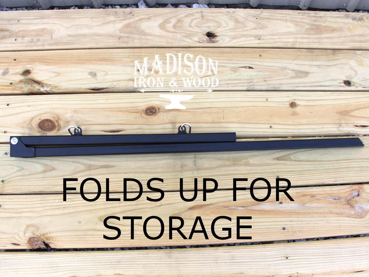 Folding Camp Sign Holder - Heavy-Duty Foldable Travel Stake - Matte Black - Madison Iron and Wood
