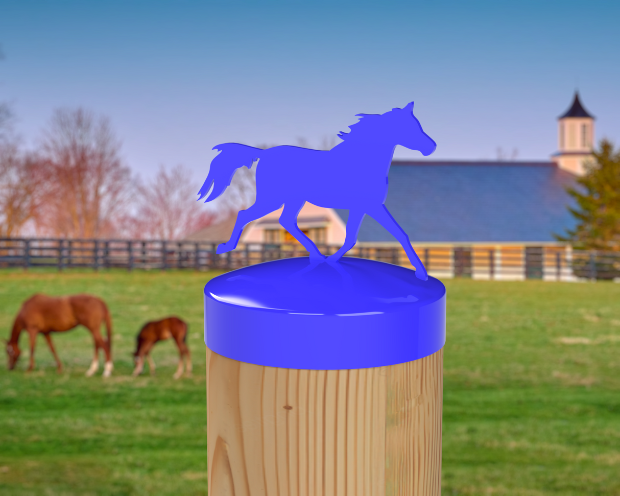 Horse Trotting, Round Post Cap (4x4 Round Post Size) - Madison Iron and Wood