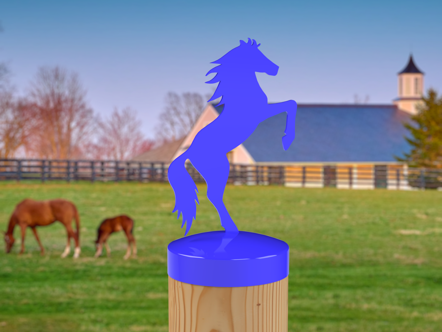 Horse Rearing, Round Post Cap (4x4 Round Post Size) - Madison Iron and Wood