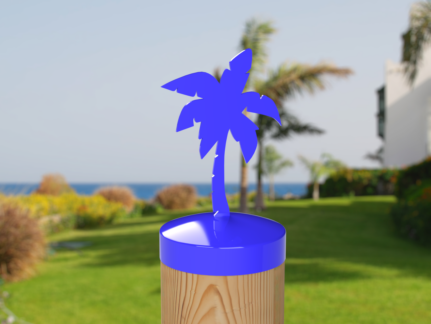 Palm Tree, Round Post Cap (4x4 Round Post Size) - Madison Iron and Wood