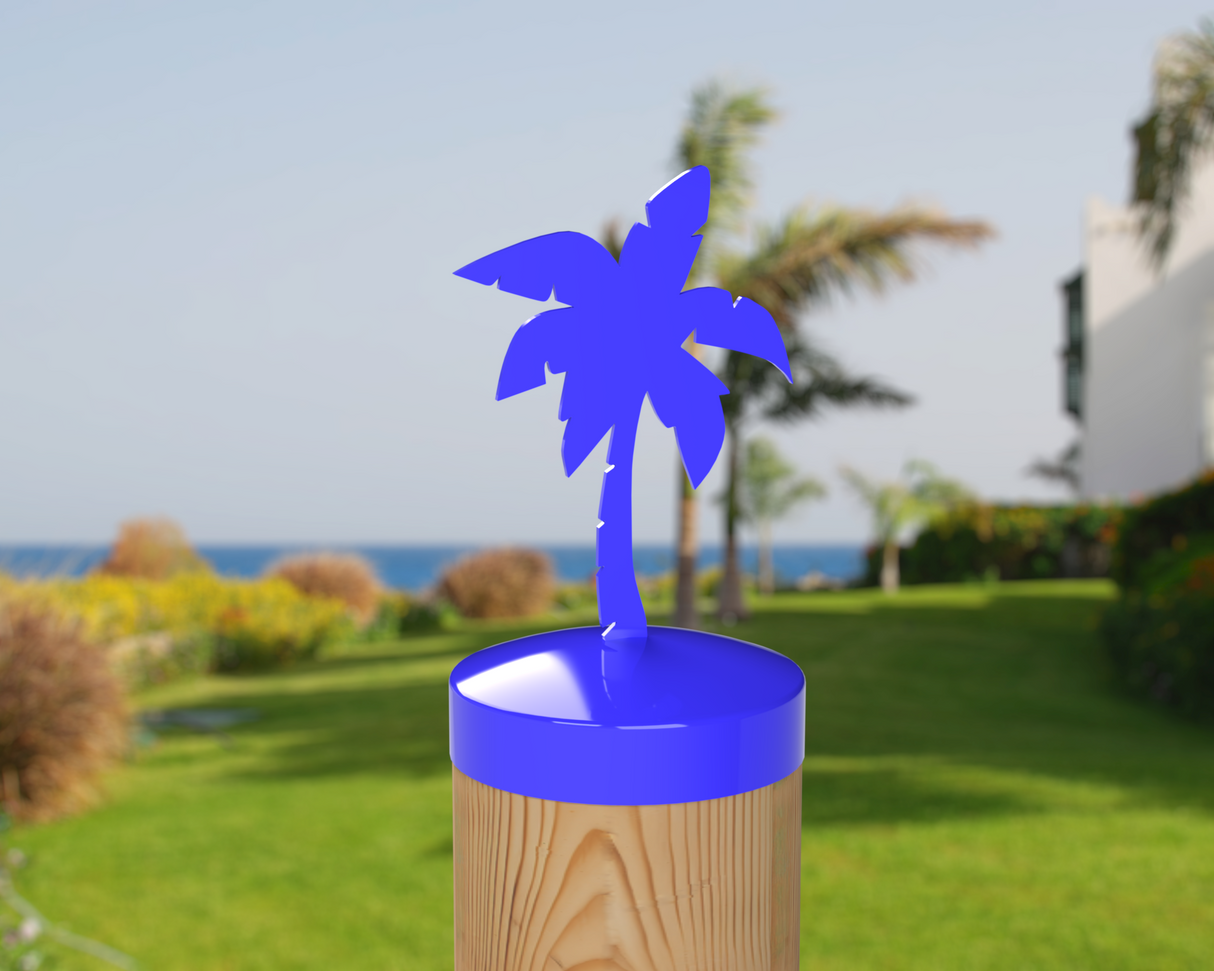 Palm Tree, Round Post Cap (4x4 Round Post Size) - Madison Iron and Wood