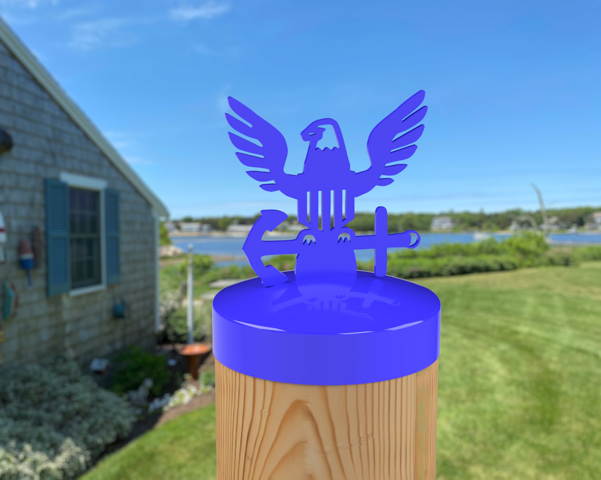 Navy Logo, Round Post Cap (4x4 Round Post Size) - Madison Iron and Wood