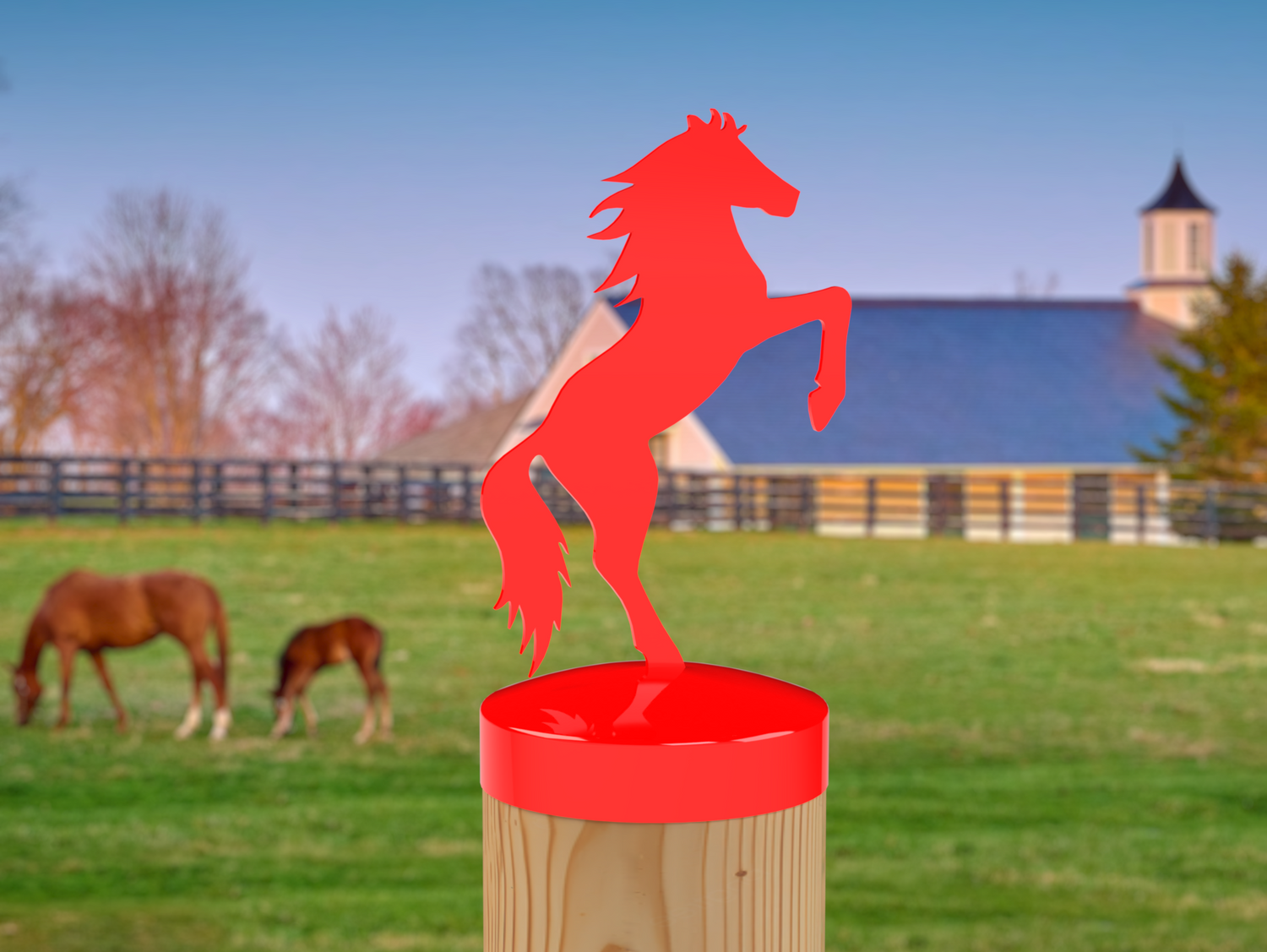 Horse Rearing, Round Post Cap (4x4 Round Post Size) - Madison Iron and Wood