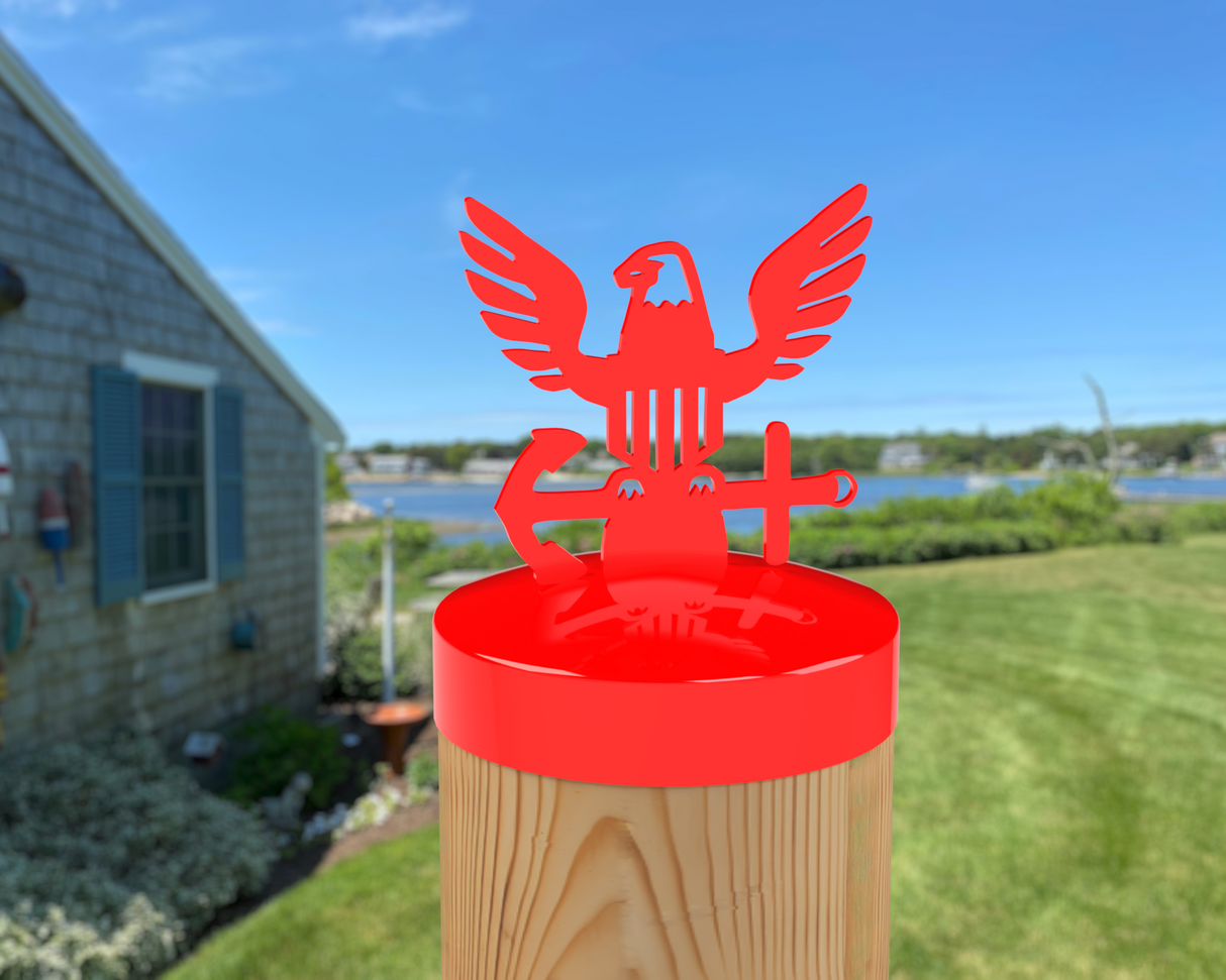 Navy Logo, Round Post Cap (4x4 Round Post Size) - Madison Iron and Wood