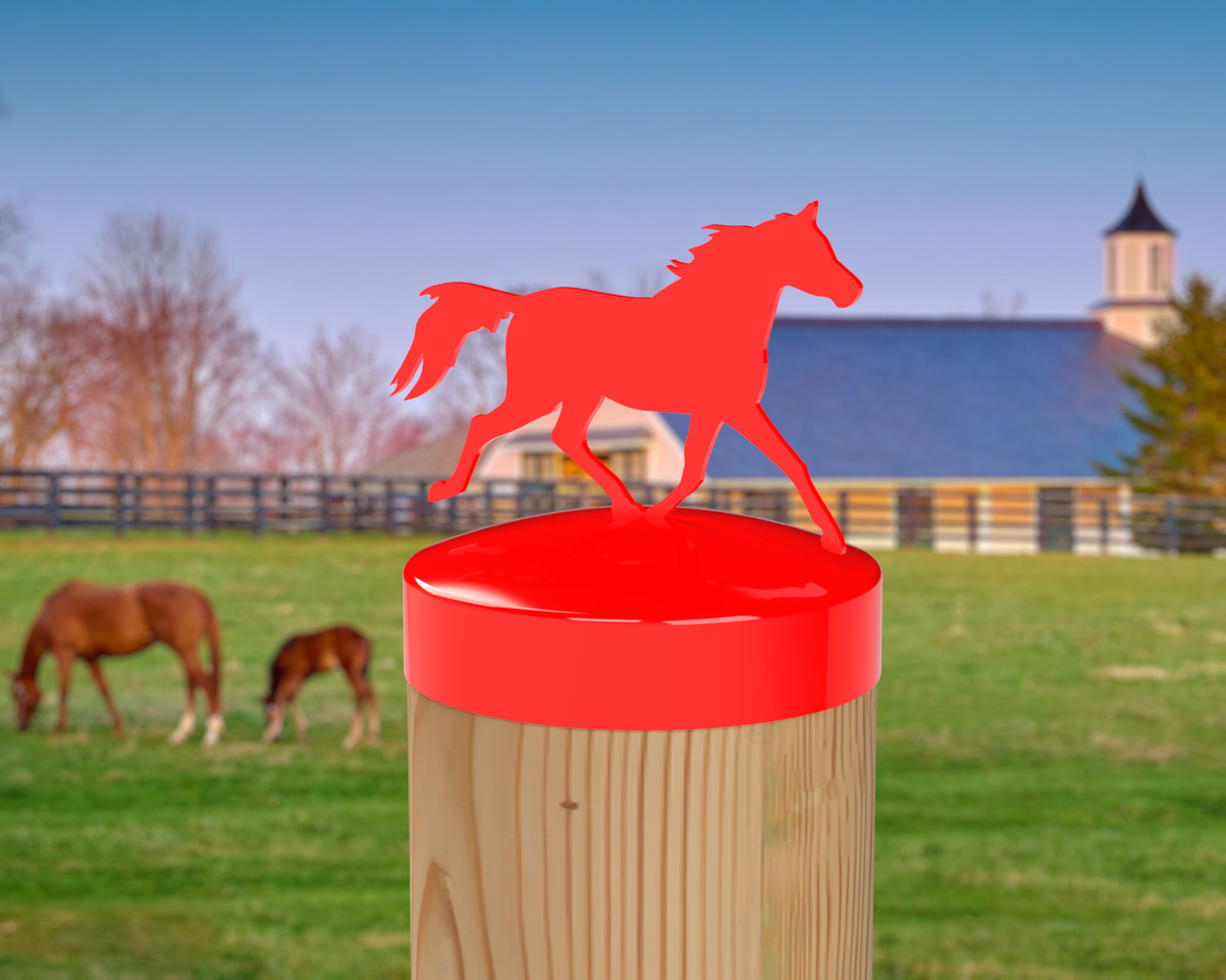 Horse Trotting, Round Post Cap (4x4 Round Post Size) - Madison Iron and Wood