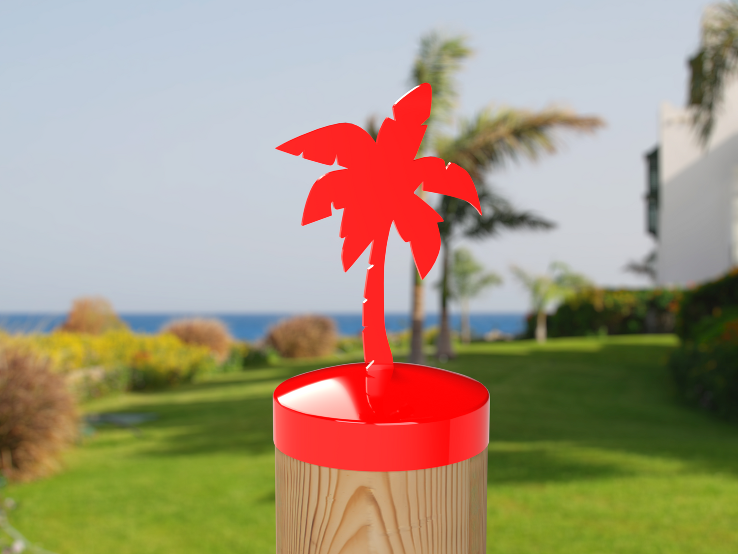 Palm Tree, Round Post Cap (4x4 Round Post Size) - Madison Iron and Wood