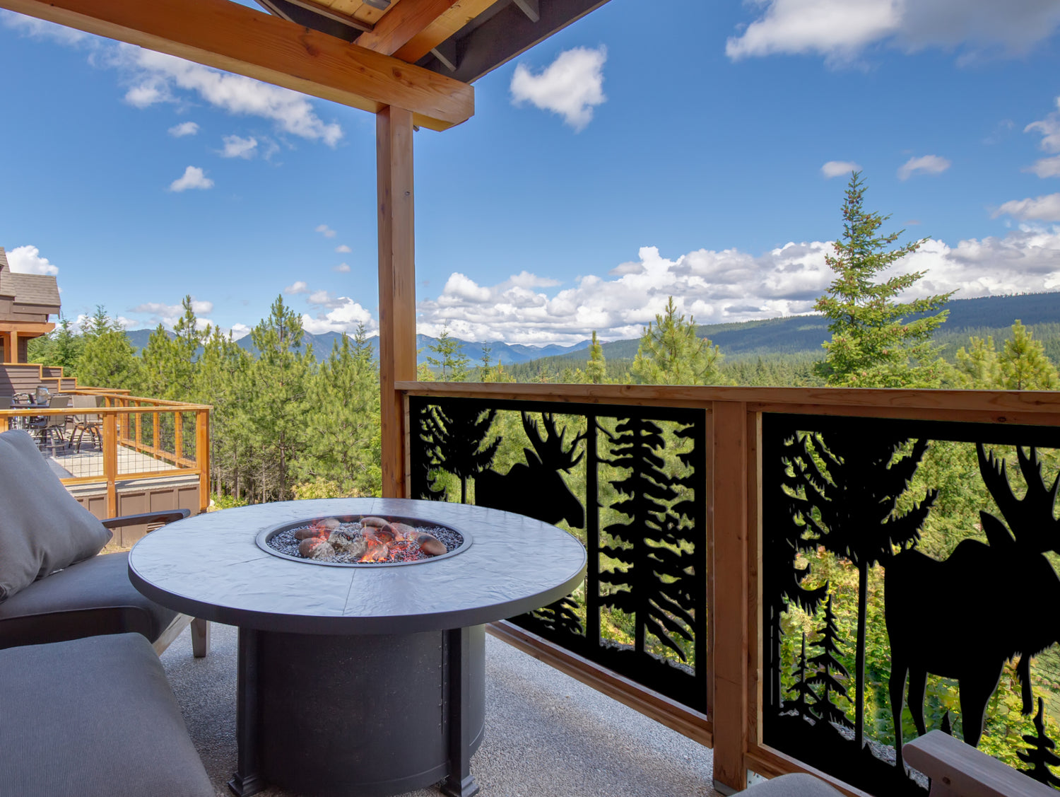 80"x30" - Single Moose Landscape Fence/Gate Panel Insert - Madison Iron and Wood