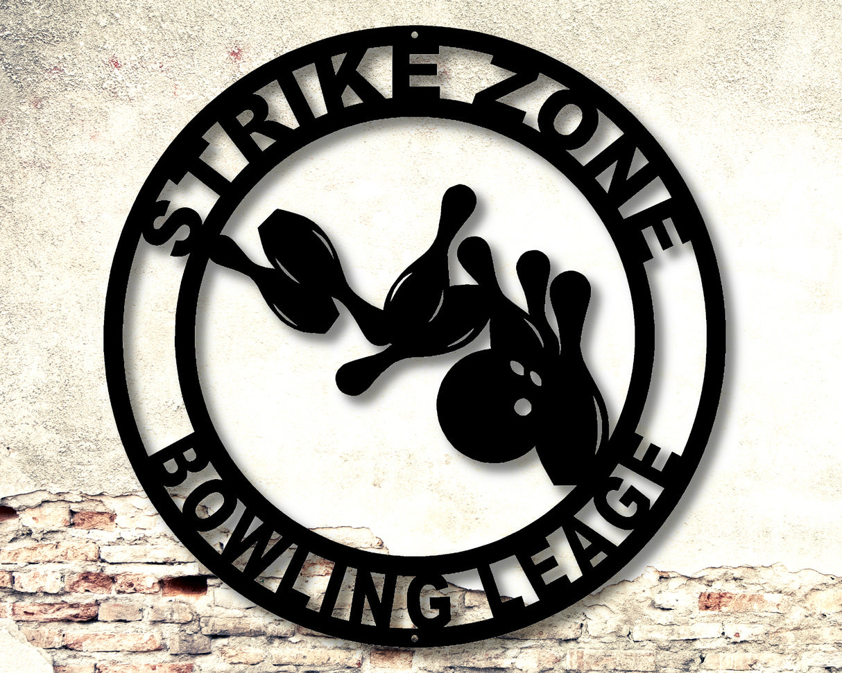 Bowling Personalized Metal Sign - Two Lines - Madison Iron and Wood