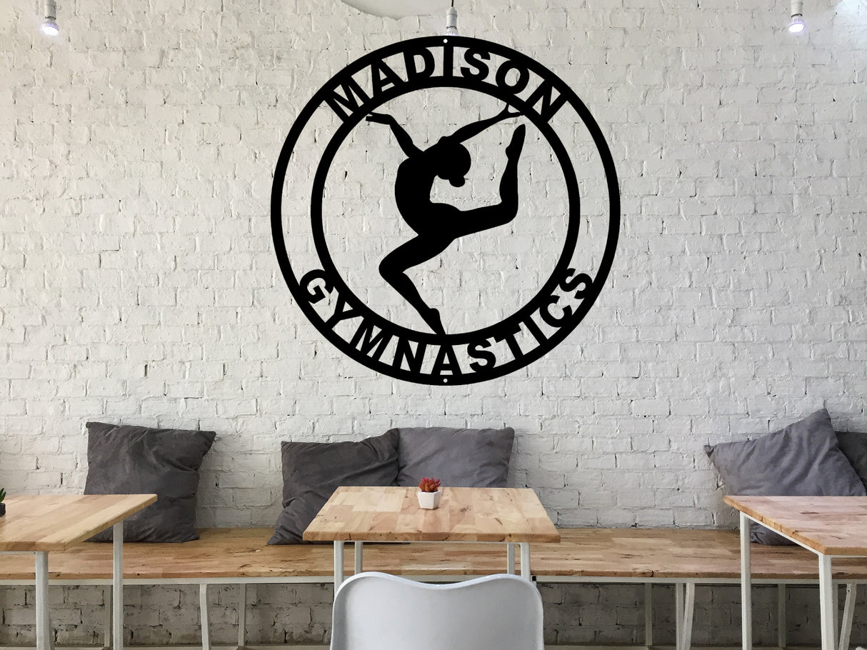 Women's Gymnastics Personalized Metal Sign - Two Lines - Madison Iron and Wood
