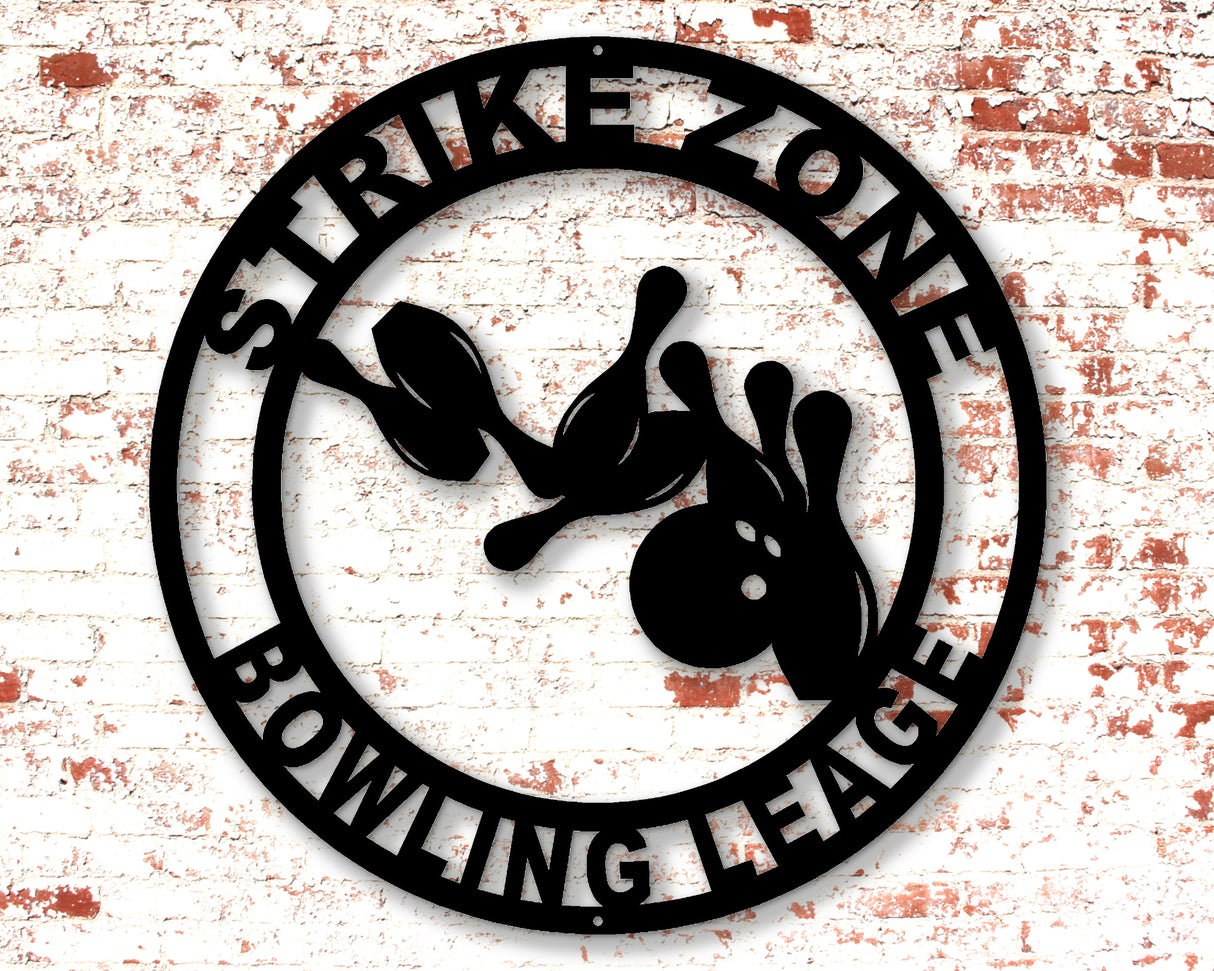 Bowling Personalized Metal Sign - Two Lines - Madison Iron and Wood