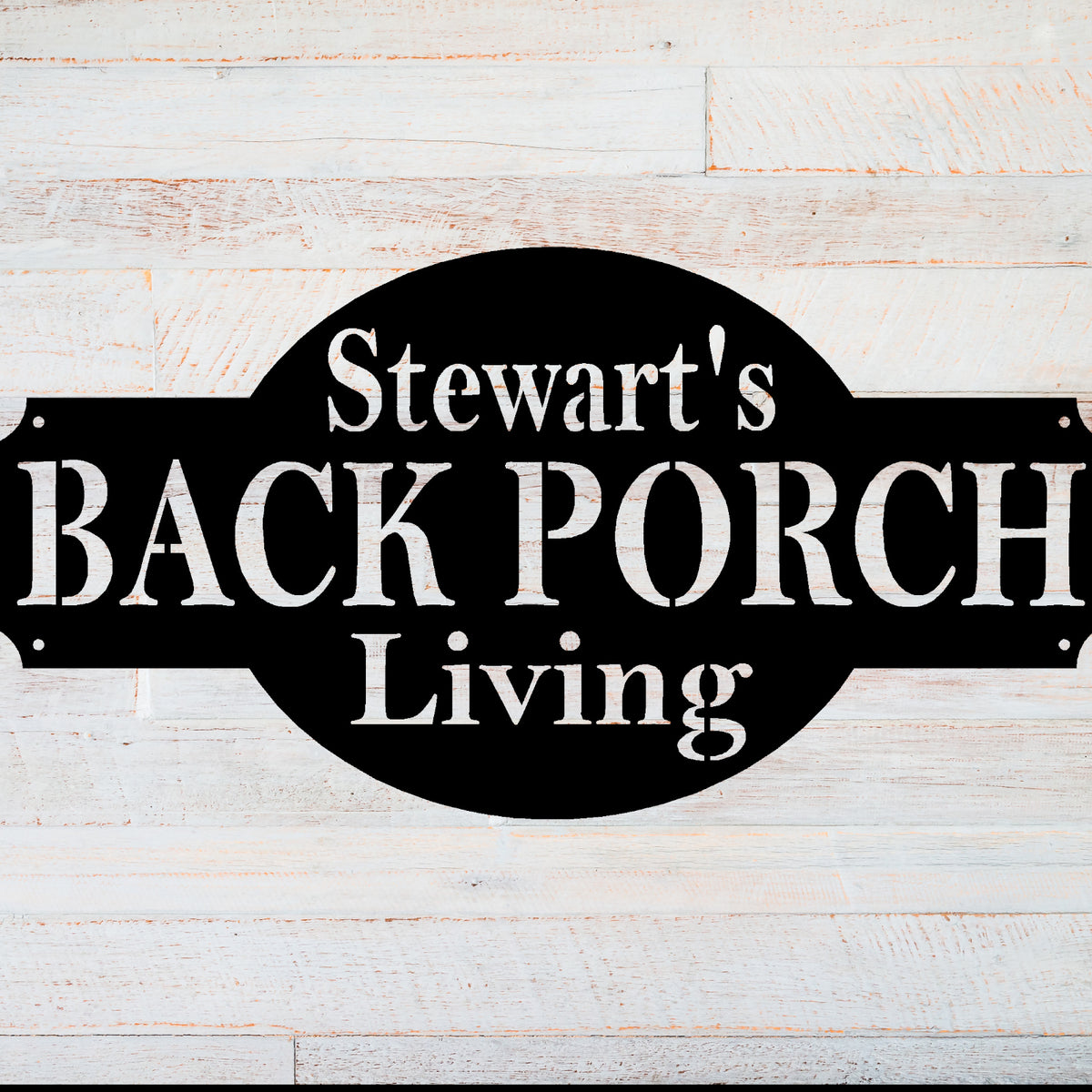 BACK PORCH Living Personalized Metal Sign - Madison Iron and Wood