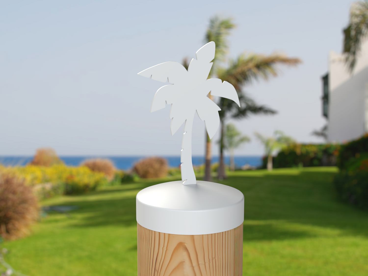 Palm Tree, Round Post Cap (4x4 Round Post Size) - Madison Iron and Wood