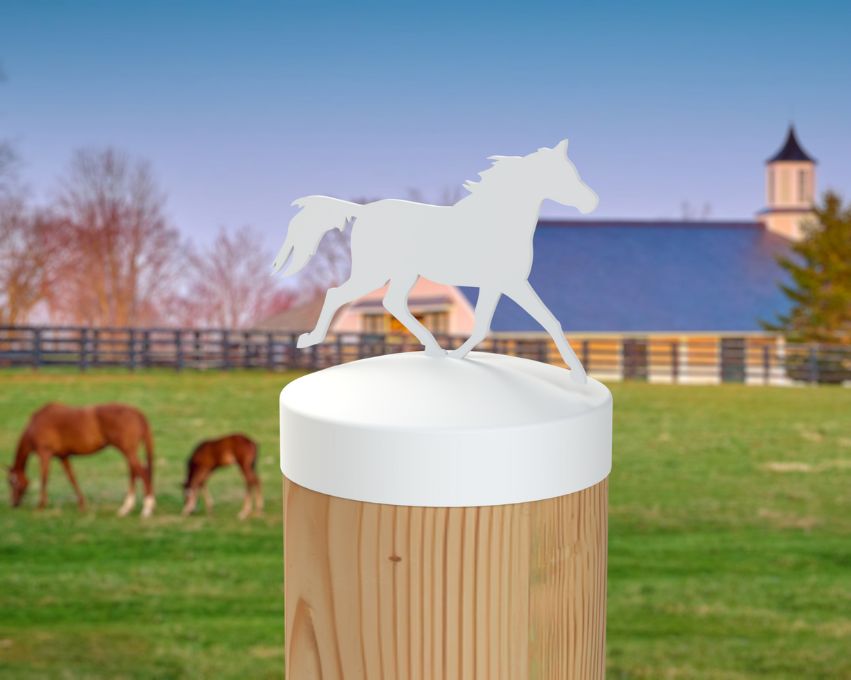 Horse Trotting, Round Post Cap (4x4 Round Post Size) - Madison Iron and Wood