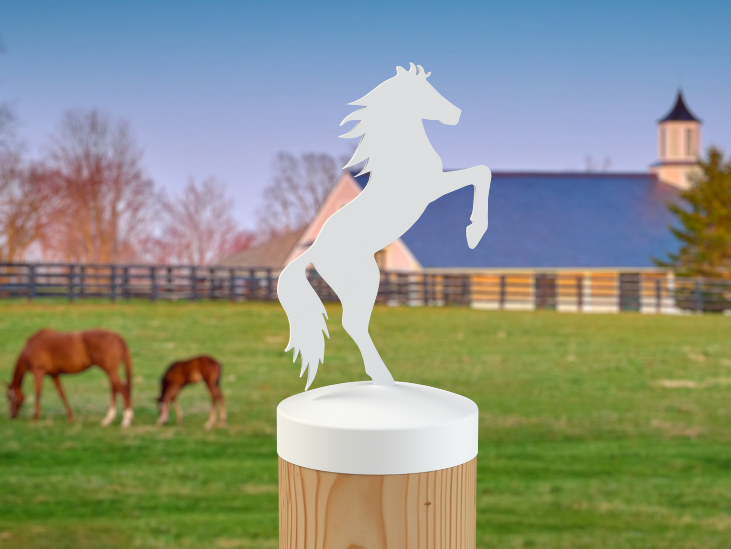 Horse Rearing, Round Post Cap (4x4 Round Post Size) - Madison Iron and Wood