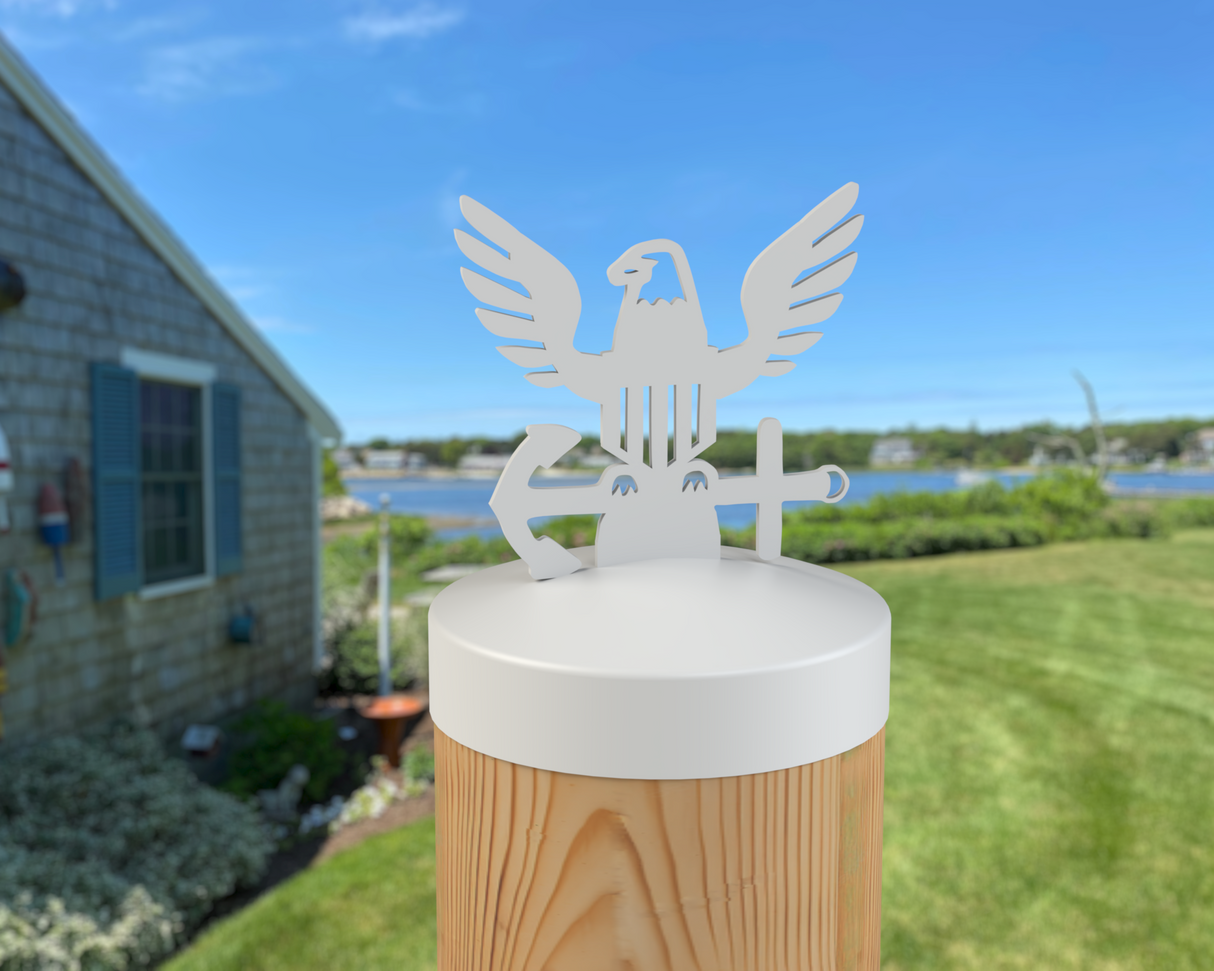 Navy Logo, Round Post Cap (4x4 Round Post Size) - Madison Iron and Wood