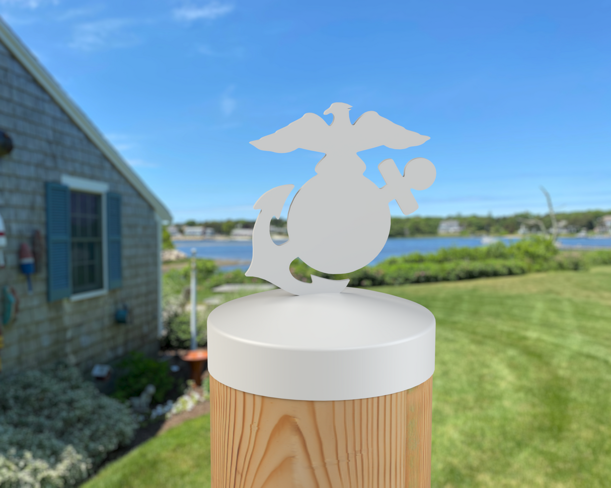 Marines Logo, Round Post Cap (4x4 Round Post Size) - Madison Iron and Wood