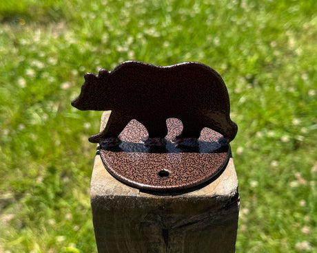 Bear Walking Post Top For Round Wood Fence Post