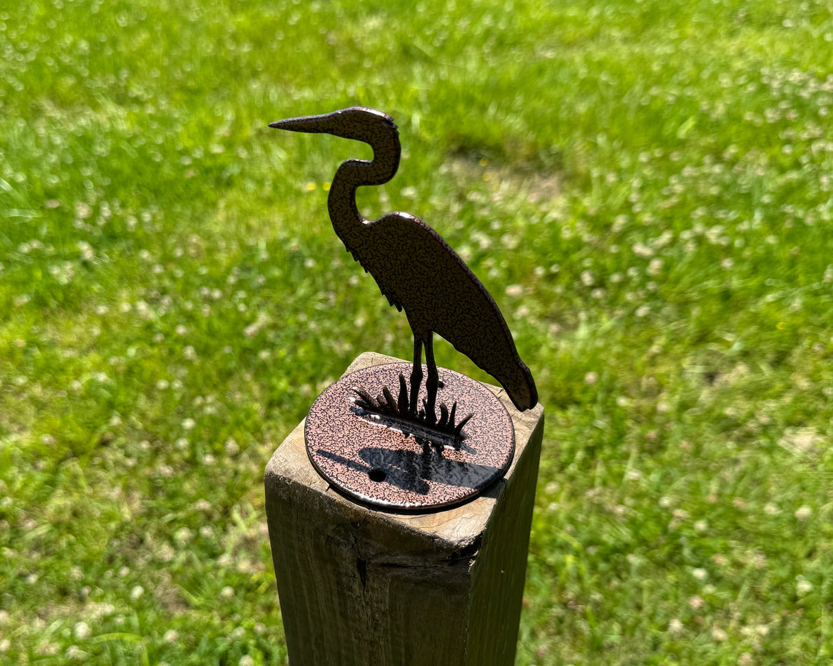 Blue Heron Post Top For Round Wood Posts