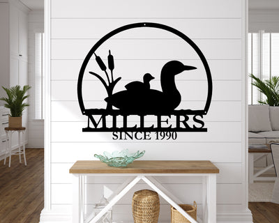 Duck with Baby Duckling Personalized Round Metal Sign