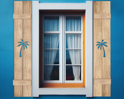 Wooden Window Shutter - Palm Tree Design