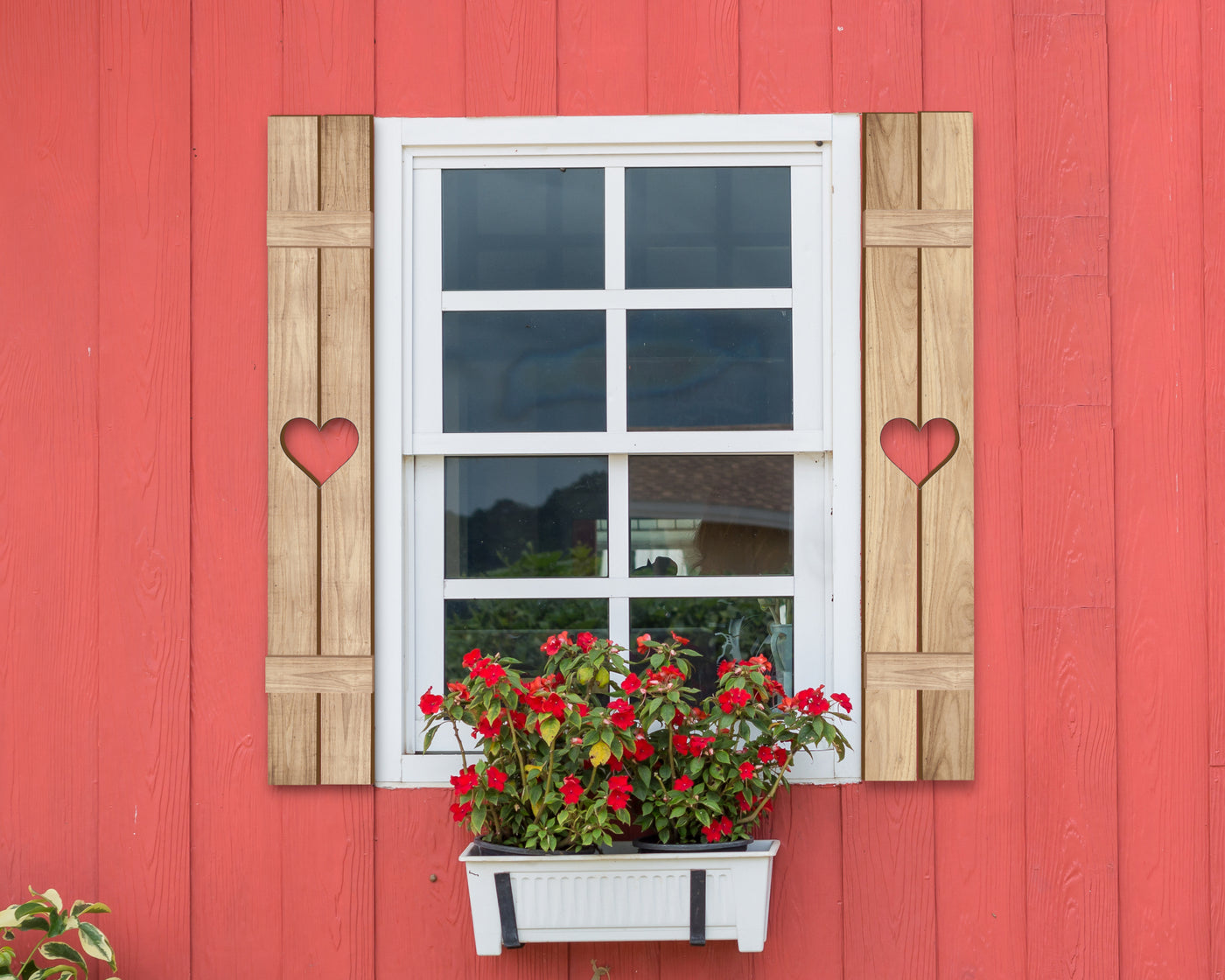 Wooden Window Shutter - Heart Design