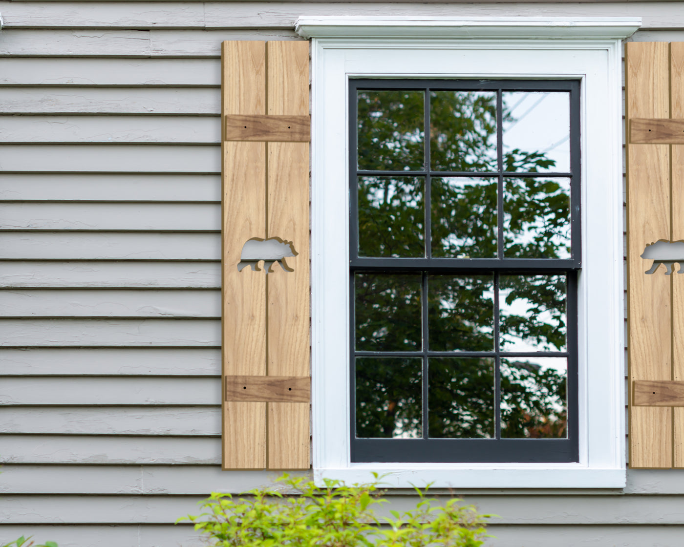 Wooden Window Shutter - Bear Design