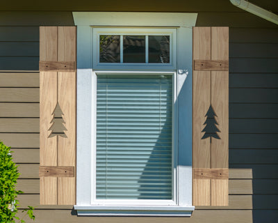 Wooden Window Shutter - Pine Tree Design