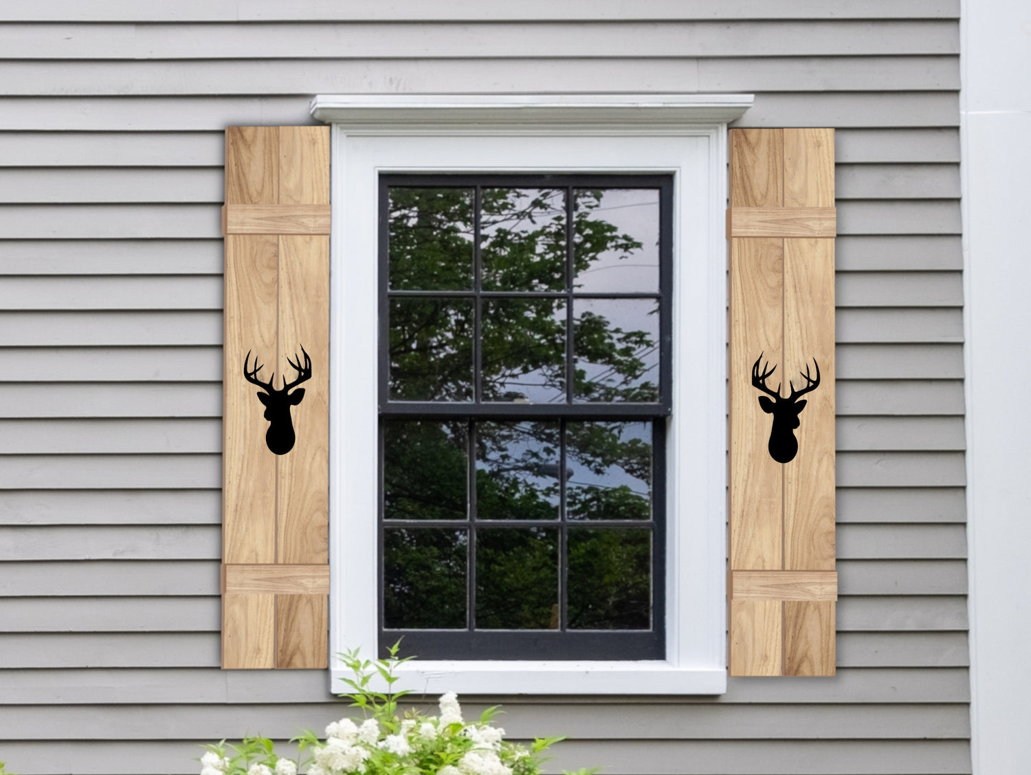 Wooden Window Shutter - Deer Design - Madison Iron and Wood