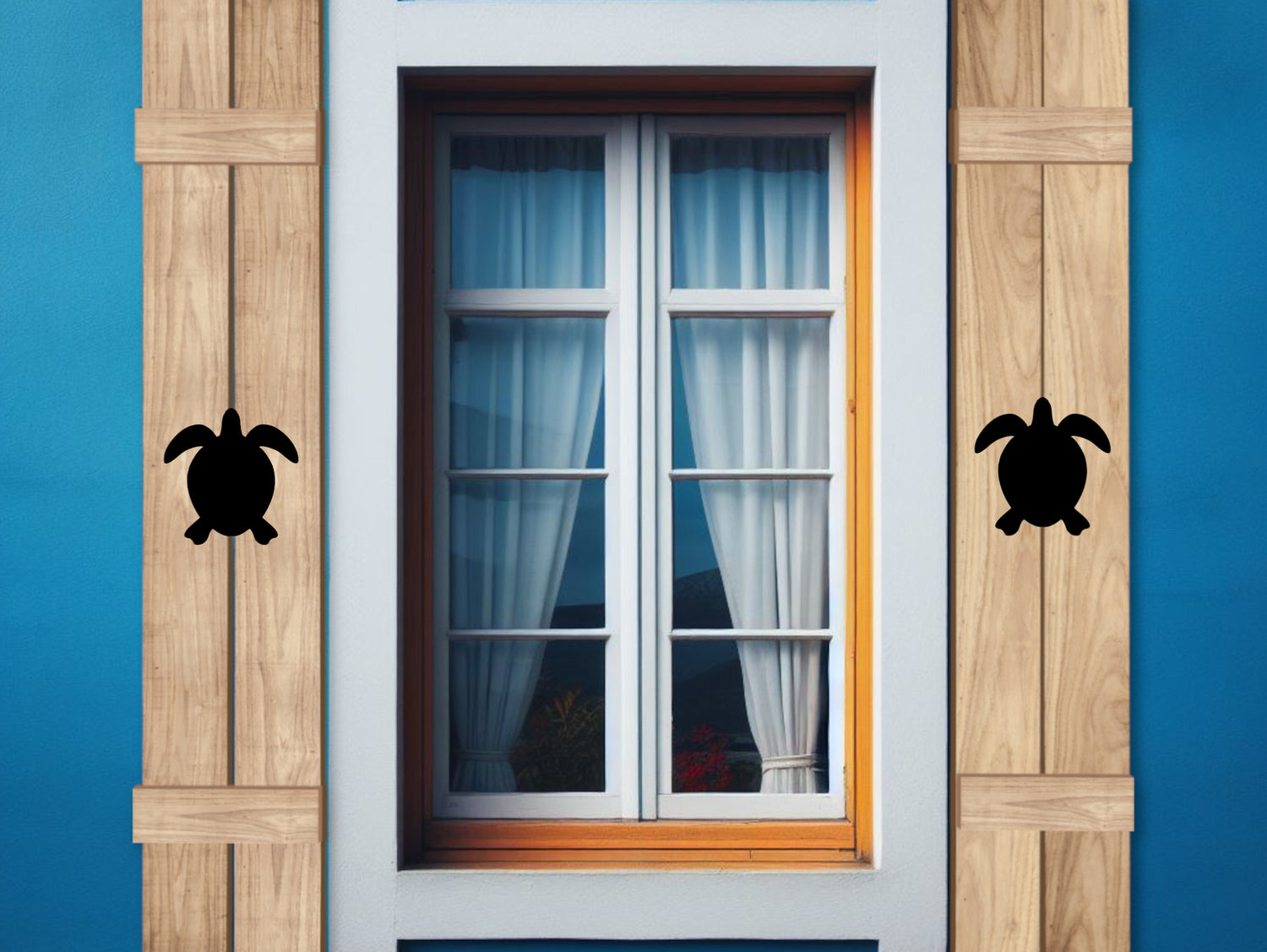 Wooden Window Shutter - Sea Turtle Design - Madison Iron and Wood
