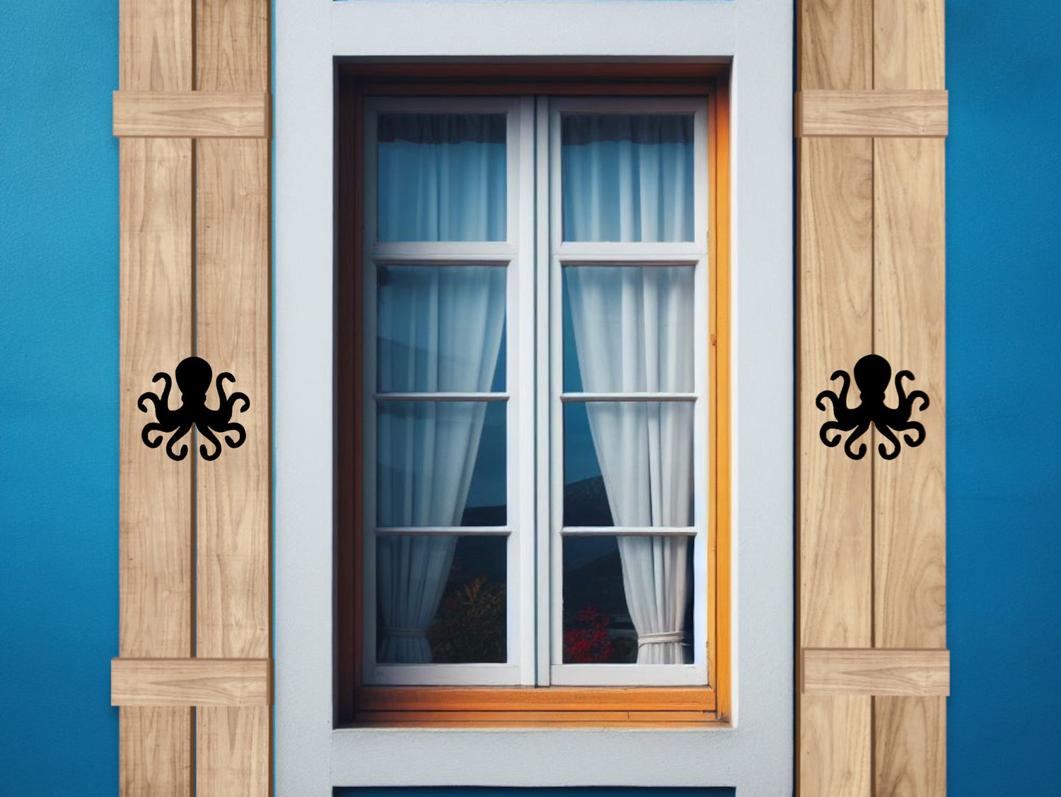 Wooden Window Shutter - Octopus Design - Madison Iron and Wood