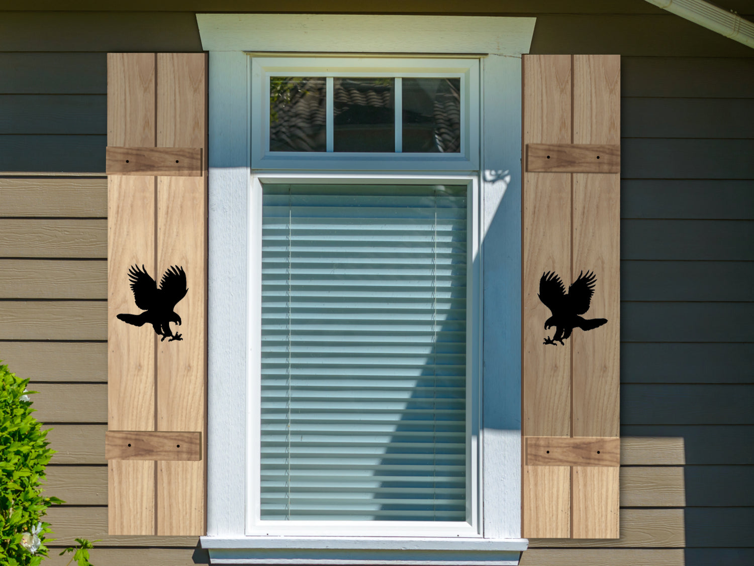 Wooden Window Shutter - Eagle Design - Madison Iron and Wood